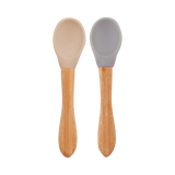 Silicone Baby Spoon with Natural Bamboo Handle – Gentle BLW Feeding Spoon