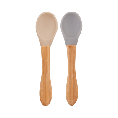 Silicone Baby Spoon with Natural Bamboo Handle – Gentle BLW Feeding Spoon