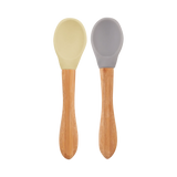 Silicone Baby Spoon with Natural Bamboo Handle – Gentle BLW Feeding Spoon