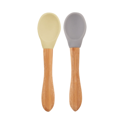 Silicone Baby Spoon with Natural Bamboo Handle – Gentle BLW Feeding Spoon