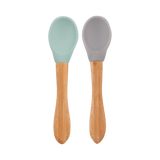 Silicone Baby Spoon with Natural Bamboo Handle – Gentle BLW Feeding Spoon