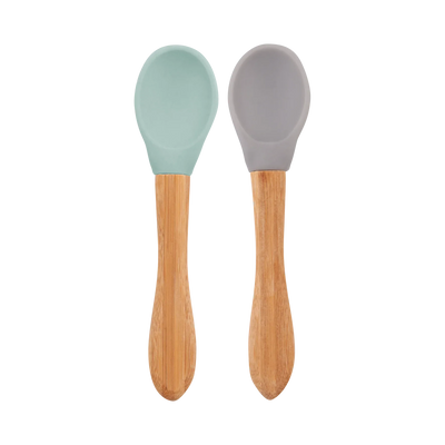 Silicone Baby Spoon with Natural Bamboo Handle – Gentle BLW Feeding Spoon