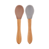 Silicone Baby Spoon with Natural Bamboo Handle – Gentle BLW Feeding Spoon
