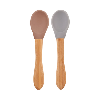 Silicone Baby Spoon with Natural Bamboo Handle – Gentle BLW Feeding Spoon