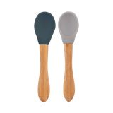 Silicone Baby Spoon with Natural Bamboo Handle – Gentle BLW Feeding Spoon
