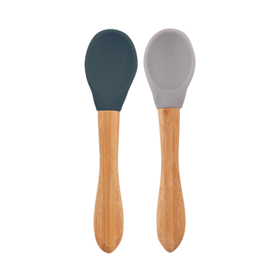 Silicone Baby Spoon with Natural Bamboo Handle – Gentle BLW Feeding Spoon