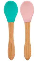 Silicone Baby Spoon with Natural Bamboo Handle – Gentle BLW Feeding Spoon