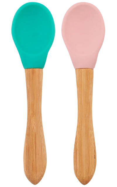 Silicone Baby Spoon with Natural Bamboo Handle – Gentle BLW Feeding Spoon