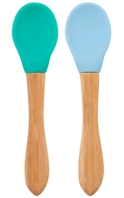 Silicone Baby Spoon with Natural Bamboo Handle – Gentle BLW Feeding Spoon