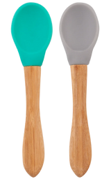 Silicone Baby Spoon with Natural Bamboo Handle – Gentle BLW Feeding Spoon