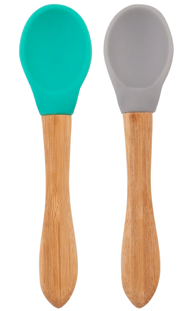 Silicone Baby Spoon with Natural Bamboo Handle – Gentle BLW Feeding Spoon