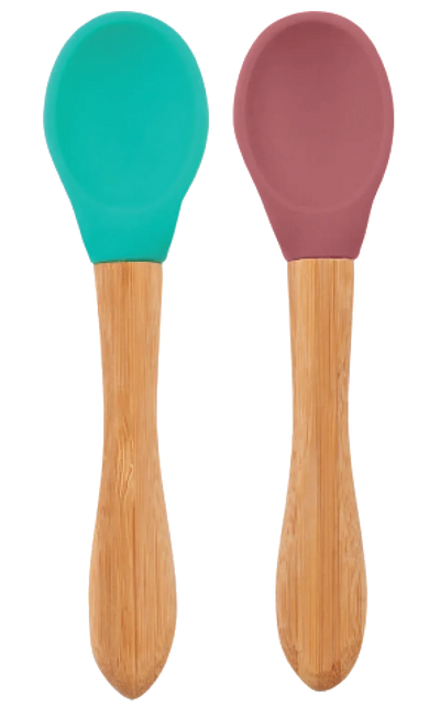 Silicone Baby Spoon with Natural Bamboo Handle – Gentle BLW Feeding Spoon