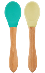 Silicone Baby Spoon with Natural Bamboo Handle – Gentle BLW Feeding Spoon