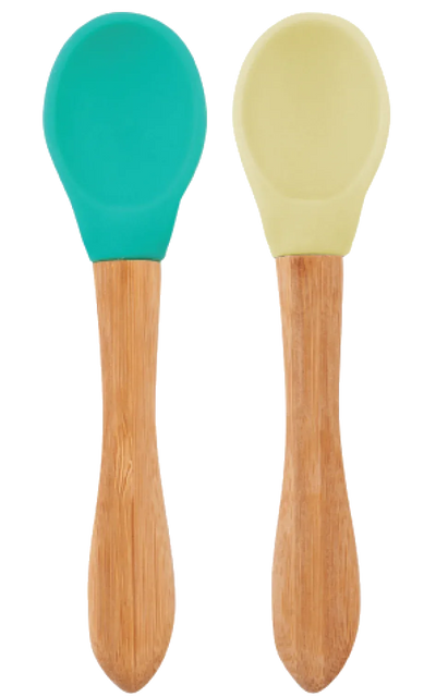 Silicone Baby Spoon with Natural Bamboo Handle – Gentle BLW Feeding Spoon