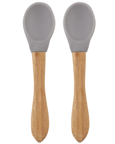Silicone Baby Spoon with Natural Bamboo Handle – Gentle BLW Feeding Spoon