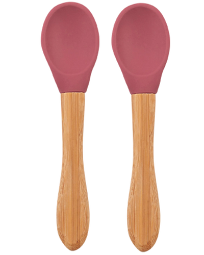 Silicone Baby Spoon with Natural Bamboo Handle – Gentle BLW Feeding Spoon