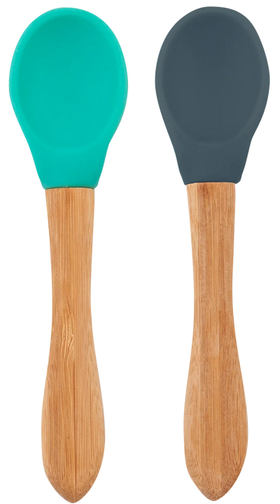 Silicone Baby Spoon with Natural Bamboo Handle – Gentle BLW Feeding Spoon