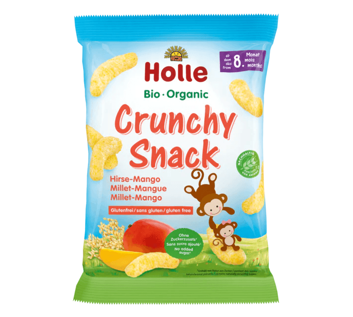 Holle Organic Crunchy Snack Millet-Mango Puffs - Euromallusa