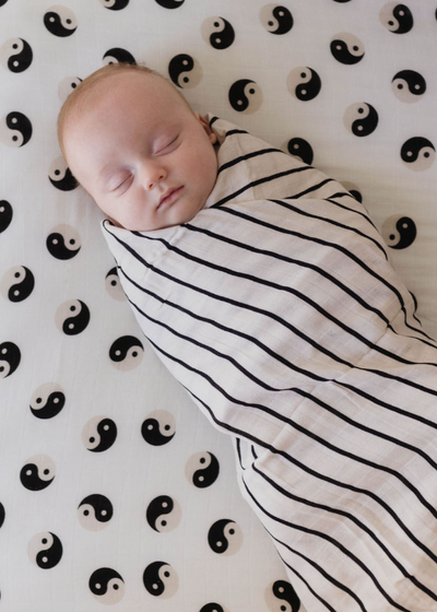 Muslin Swaddle | Grey & Black Stripe