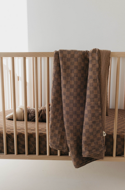 Muslin Swaddle | Faded Brown Checkerboard