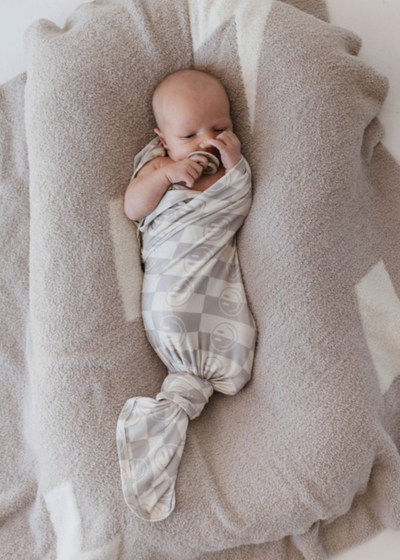 Bamboo Swaddle | Smile Checkerboard