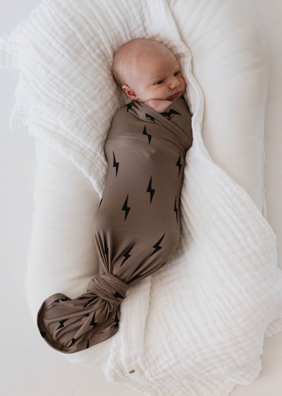 Bamboo Swaddle | Black & Brown Lightning Bolt