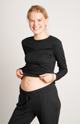 NOM Maternity Liv Long Sleeve Crew Neck Tee