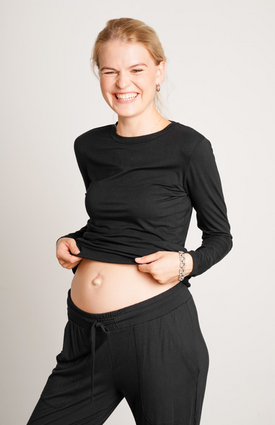 NOM Maternity Liv Long Sleeve Crew Neck Tee