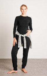 NOM Maternity Liv Long Sleeve Crew Neck Tee