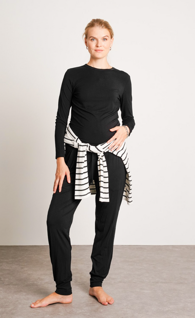 NOM Maternity Liv Long Sleeve Crew Neck Tee