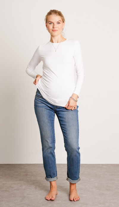 NOM Maternity Liv Long Sleeve Crew Neck Tee