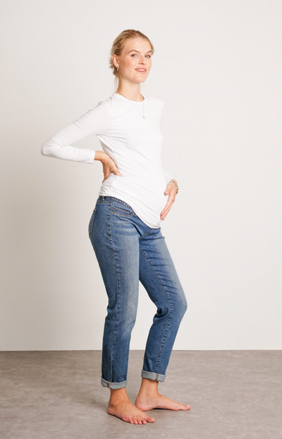 NOM Maternity Liv Long Sleeve Crew Neck Tee