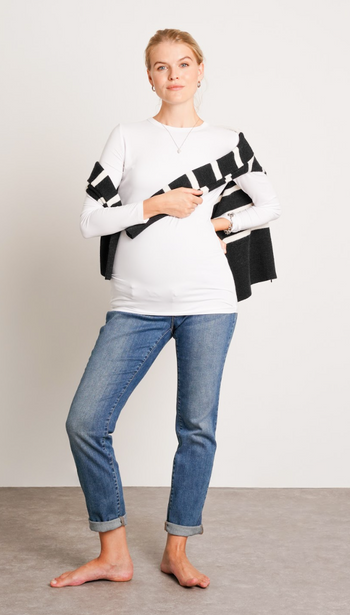 NOM Maternity Liv Long Sleeve Crew Neck Tee