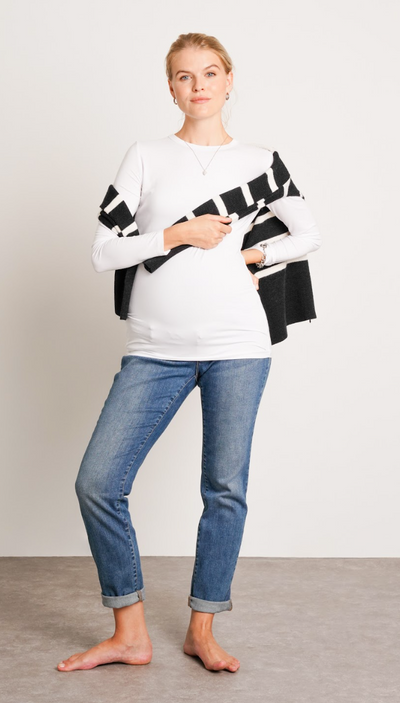 NOM Maternity Liv Long Sleeve Crew Neck Tee