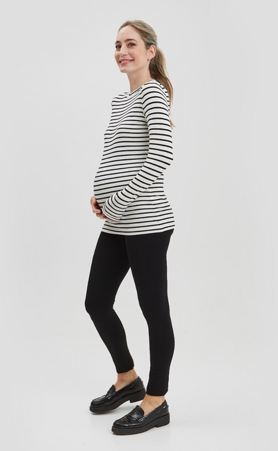 NOM Maternity Liv Long Sleeve Crew Neck Tee