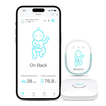 Sense-U Baby Monitor Pro+ (Long Range) – Heart Rate, Temperature & Rollover Alerts with Extended Bluetooth