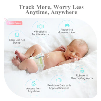 Sense-U Baby Monitor Pro+ (Long Range) – Heart Rate, Temperature & Rollover Alerts with Extended Bluetooth