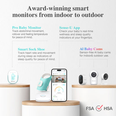 Sense-U Smart Sock Shoe Baby Monitor 3 – Real-Time Heart Rate & Sleep Tracking