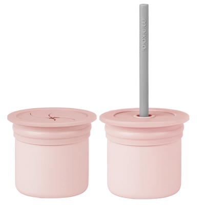 2-in-1 Silicone Drink & Snack Cup with Straw – 6oz (180ml) Mini Cup