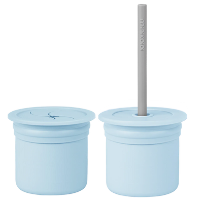 2-in-1 Silicone Drink & Snack Cup with Straw – 6oz (180ml) Mini Cup