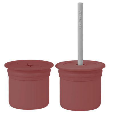 2-in-1 Silicone Drink & Snack Cup with Straw – 6oz (180ml) Mini Cup