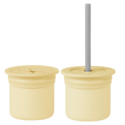 2-in-1 Silicone Drink & Snack Cup with Straw – 6oz (180ml) Mini Cup