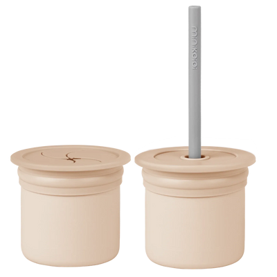 2-in-1 Silicone Drink & Snack Cup with Straw – 6oz (180ml) Mini Cup