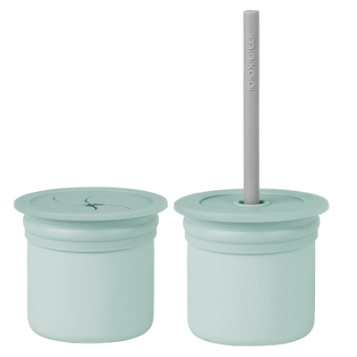 2-in-1 Silicone Drink & Snack Cup with Straw – 6oz (180ml) Mini Cup