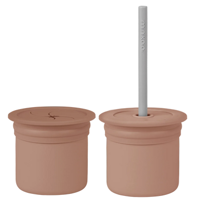 2-in-1 Silicone Drink & Snack Cup with Straw – 6oz (180ml) Mini Cup