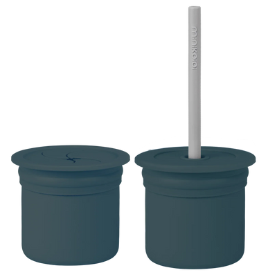 2-in-1 Silicone Drink & Snack Cup with Straw – 6oz (180ml) Mini Cup