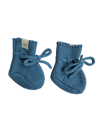 Organic Cotton Sock Booties - Denim Blue