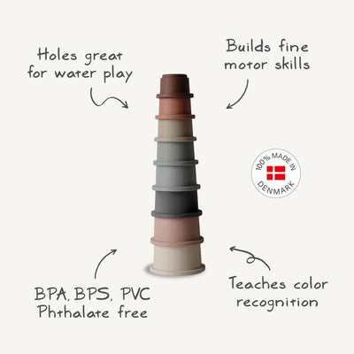 Mushie Stacking Cups Toy – Rundetårn Stacking Tower for Toddlers