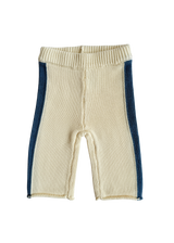 Knit Striped Pants  - Cream & Denim Blue