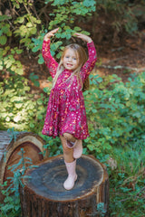 Apple Park Bamboo Blend L/S Twirly Tee Dress - Woodland Dreams